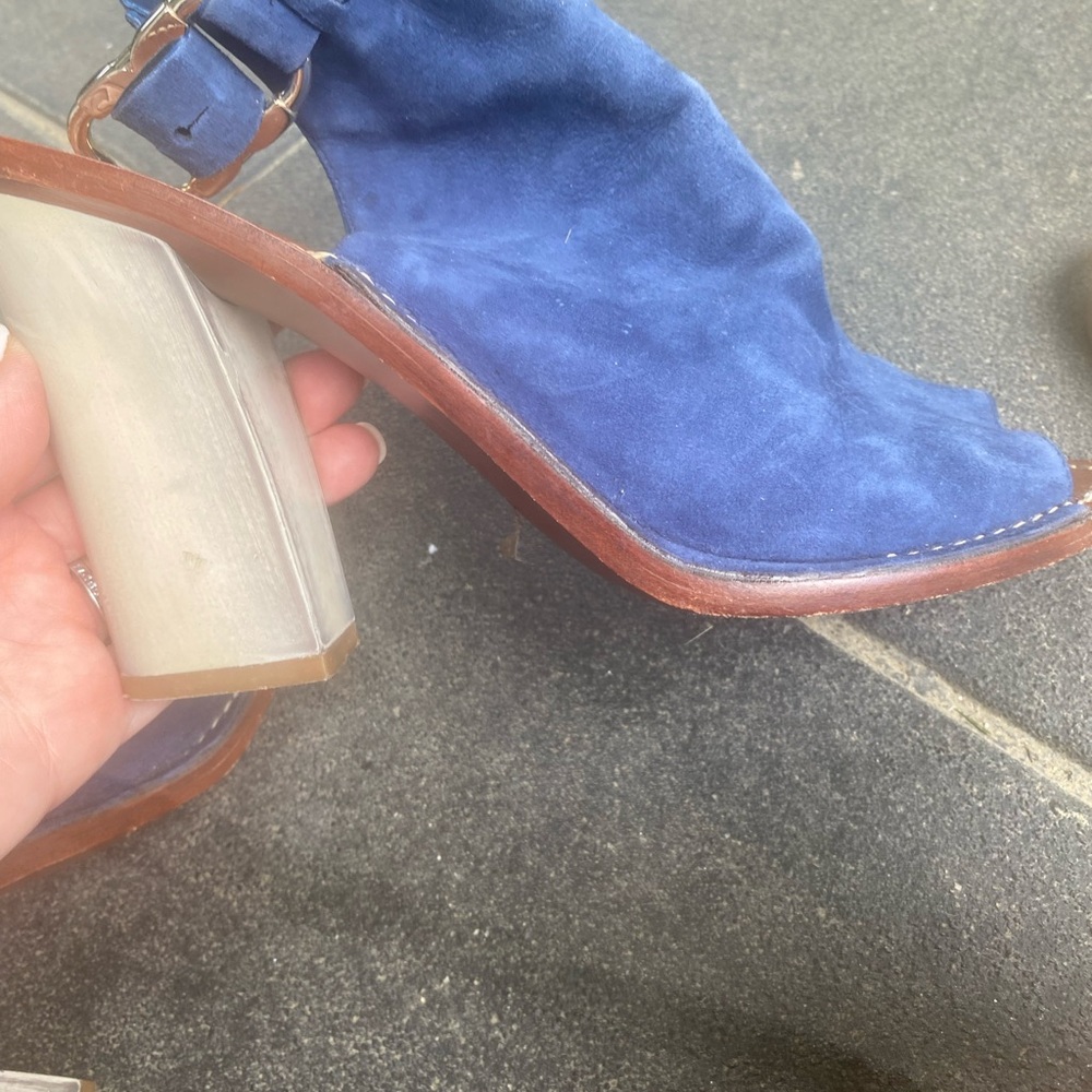 Tory Burch Blue Suede Heels - Picture 4 of 6